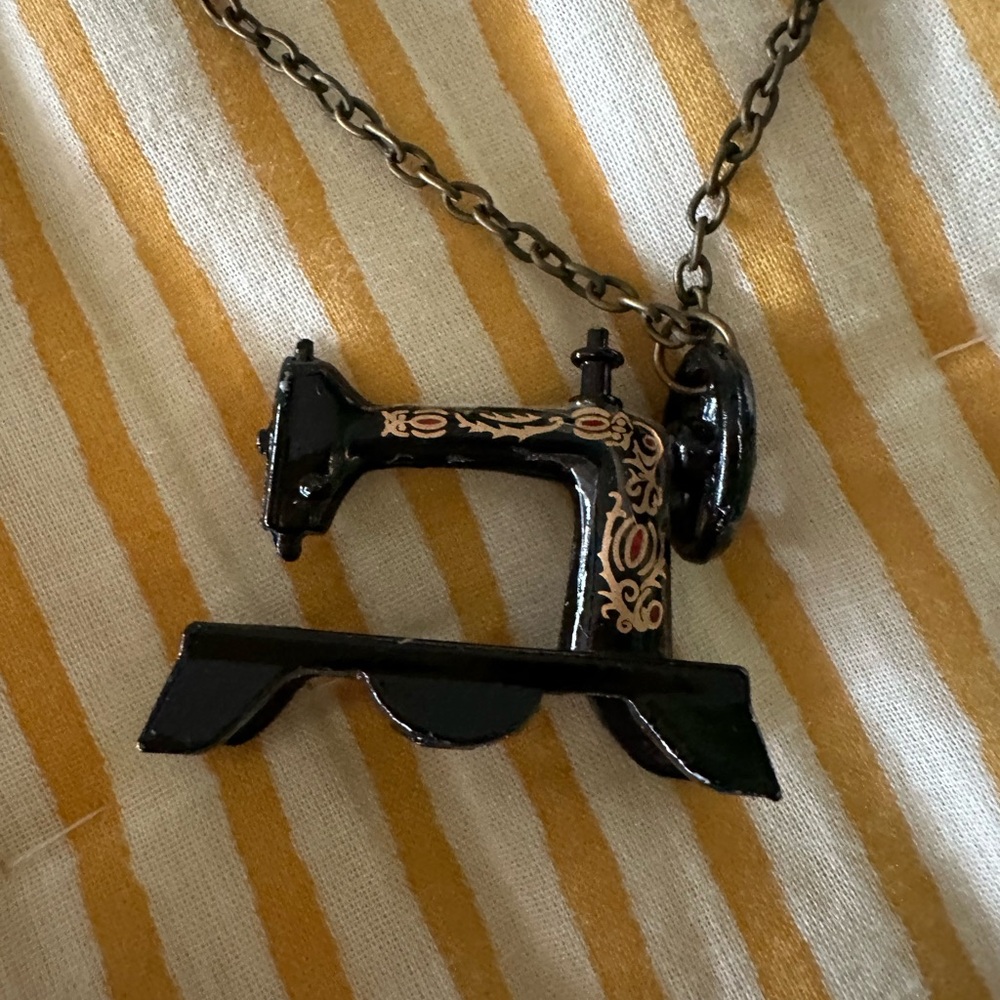 Upcycled Vintage Sewing Machine Pendant Necklace OOAK